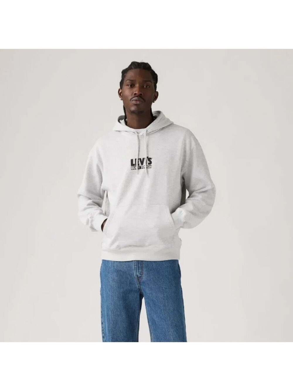 New Levi's Built Tough Men's XL Sweatshirt Graphic Hoodie Heather Grey X-Large